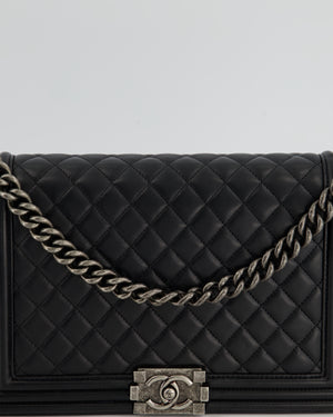 Chanel Black Large Boy Bag in Lambskin Leather with Ruthenium Hardware