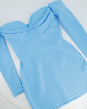 Alex Perry Baby Blue Paityn Off Shoulder Sweetheart Drape Mini Dress Size UK 10 RRP - £970