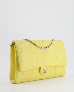 Chanel Light Yellow Timeless Clutch on Chain in Python with Silver Hardware