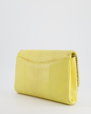 Chanel Light Yellow Timeless Clutch on Chain in Python with Silver Hardware