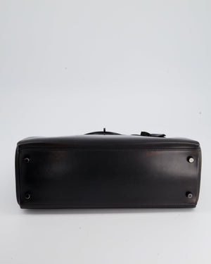 *SUPER RARE* Hermès So Black Kelly Retourne 32cm in Box Calfskin Leather and Black Hardware