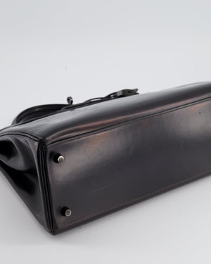 *SUPER RARE* Hermès So Black Kelly Retourne 32cm in Box Calfskin Leather and Black Hardware