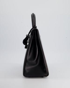 *SUPER RARE* Hermès So Black Kelly Retourne 32cm in Box Calfskin Leather and Black Hardware