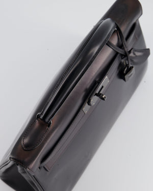 *SUPER RARE* Hermès So Black Kelly Retourne 32cm in Box Calfskin Leather and Black Hardware