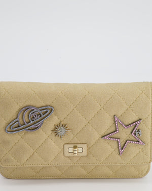 *RARE* Chanel Metallic Gold Space Charms Reissue Wallet on Chain Bag with Gold Hardware