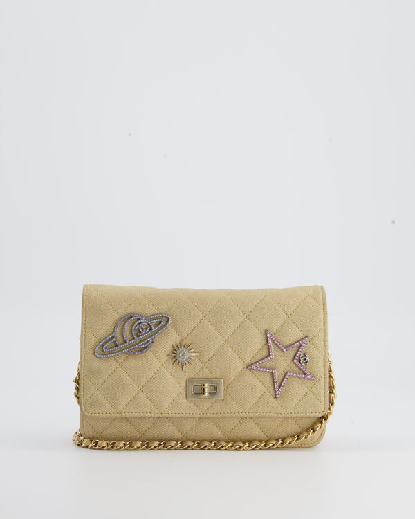 *RARE* Chanel Metallic Gold Space Charms Reissue Wallet on Chain Bag with Gold Hardware