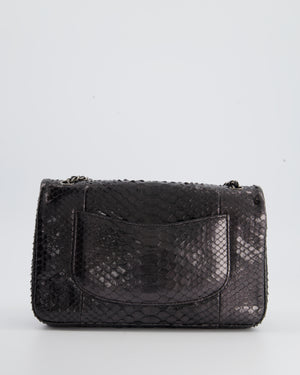 Chanel Metallic Black Python Small Single Flap Bag with Ruthenium Textured Hardware