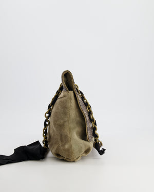 Lanvin Beige Snakeskin Embossed Shoulder Bag with Gold Hardware