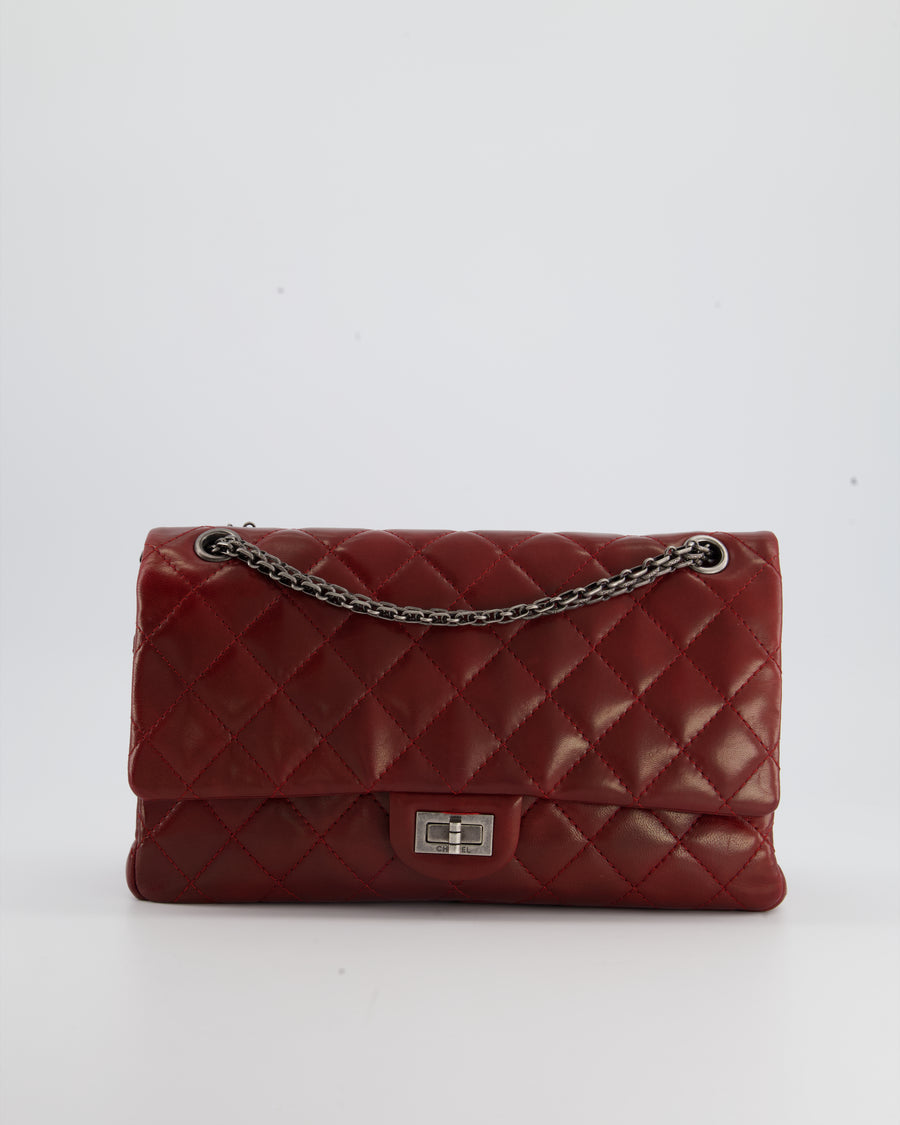 Chanel Deep Red Medium Reissue Bag in Lambskin Leather with Ruthenium Hardware