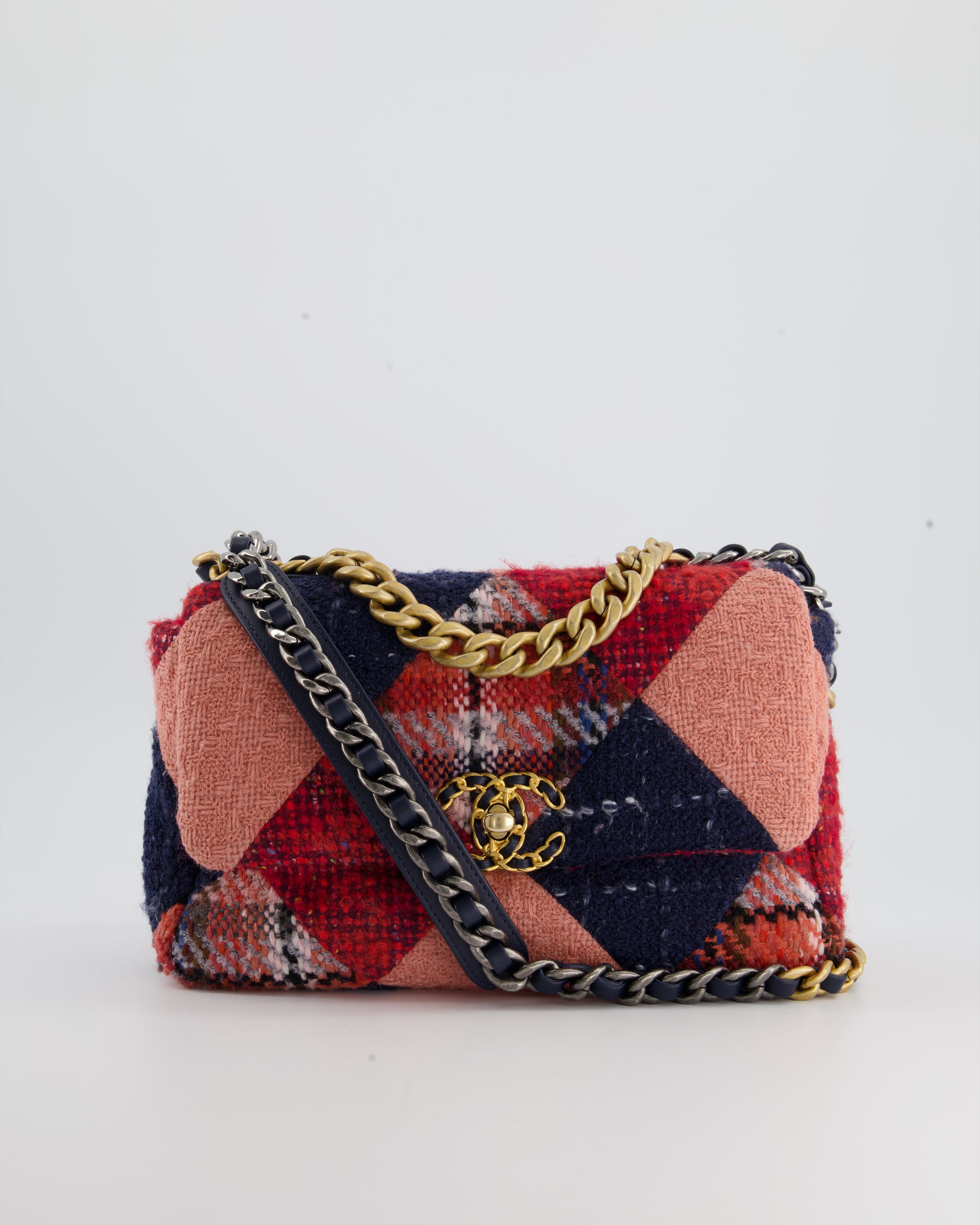 HOT* Chanel 19 Multicoloured Medium Flap Bag in Tweed with Mixed Hard –  Sellier