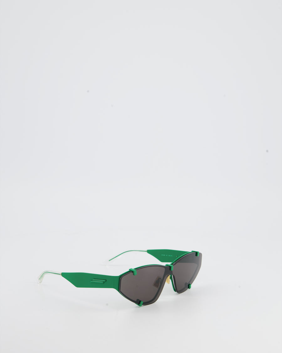 Bottega Veneta Black and Green Cat Eye Sunglasses