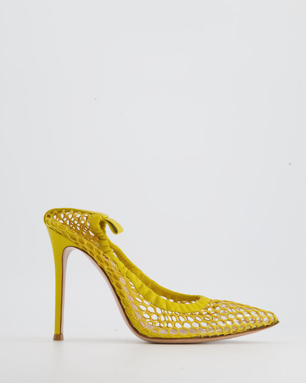 Gianvitto Rossi Yellow Mesh Pointed Toe Heels Size EU 40
