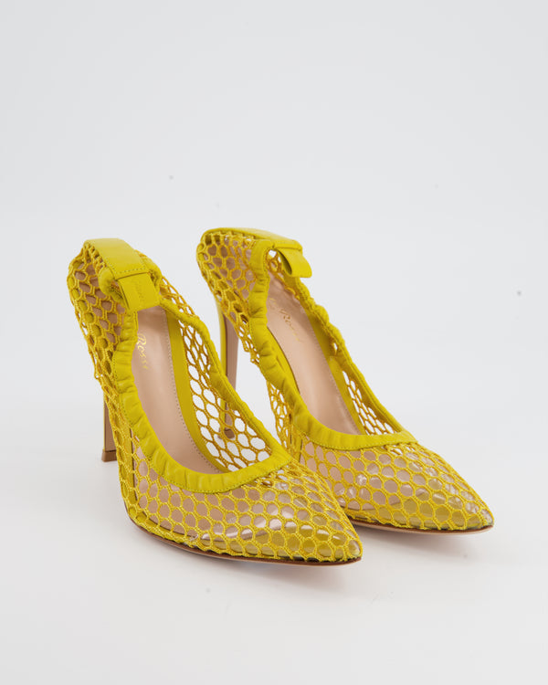 Gianvitto Rossi Yellow Mesh Pointed Toe Heels Size EU 40