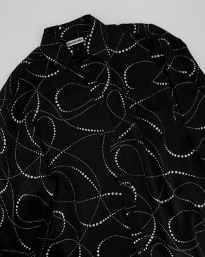 Balenciaga Black Silk Oversized Shirt with White Polka Dot Detail Size 36 (UK 8)