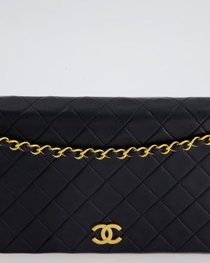 Chanel Vintage Navy Small Classic Full Flap Bag with 24K Gold Hardware
