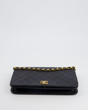 Chanel Vintage Navy Small Classic Full Flap Bag with 24K Gold Hardware