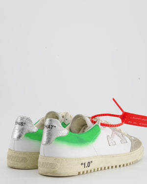 Off-White 2.0 Green and White Leather Trainers with Foil Detail Size EU 42