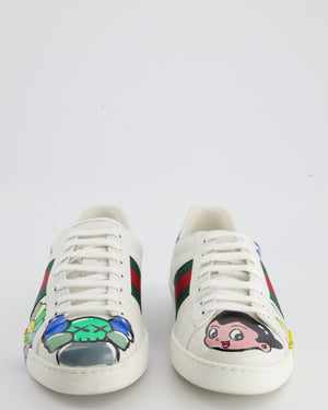 Gucci White Ace Custom Painted Leather Trainers Mens Size EU 43