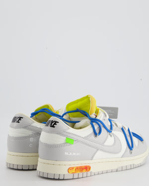 *HOT* Off White x Nike "Dunk Low " Grey and White Trainers with Blue Lace Detail Size EU 44