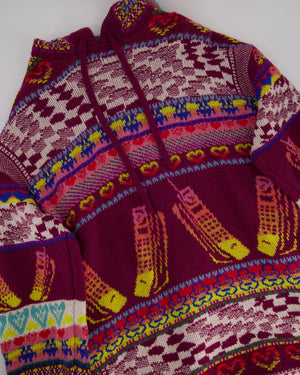 Stella McCartney Multicoloured Intarsia Hooded Jumper with Pocket Detailing IT 42) UK 10)