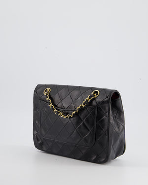 Chanel Black Vintage Small Single Full Flap Bag in Lambskin with 24K Gold Hardware