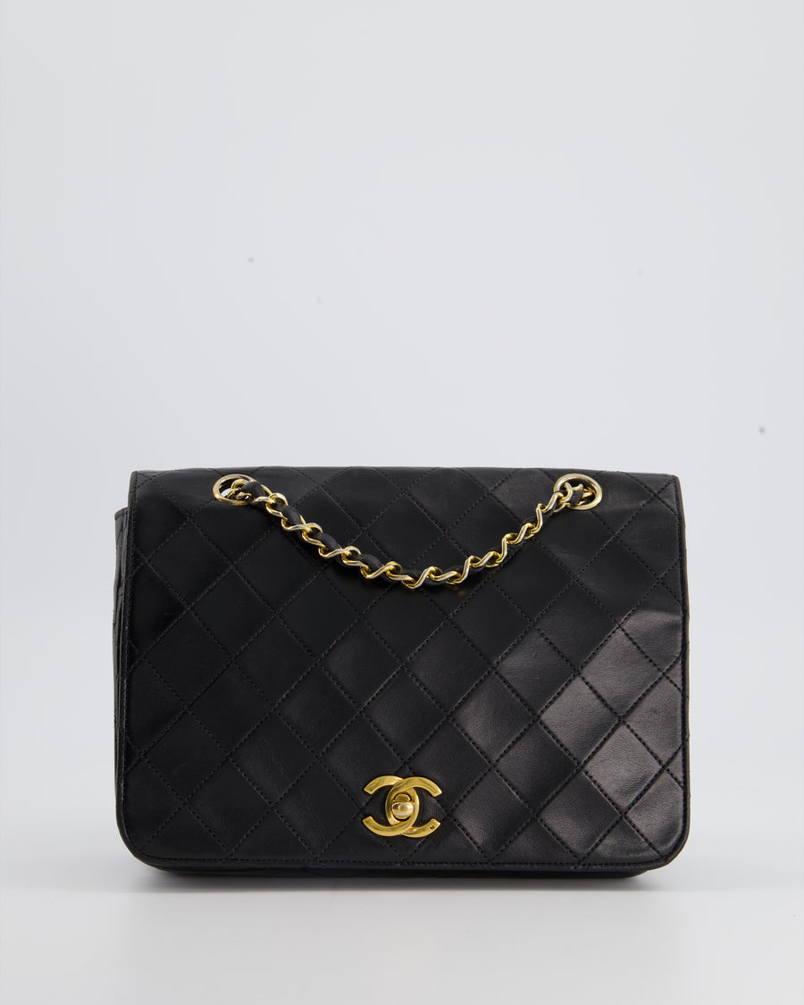 Chanel Black Vintage Small Single Full Flap Bag in Lambskin with 24K G –  Sellier