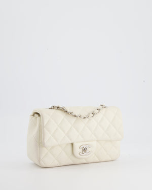 Chanel White Pearlescent Caviar Mini Rectangular Single Flap Bag with –  Sellier