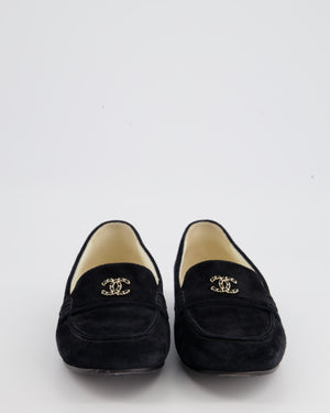 Chanel Black Suede CC Loafer with Chain Heel Detailing EU 39.5C