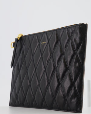 Givenchy Black Leather Quilted Pouch with Gold Hardware