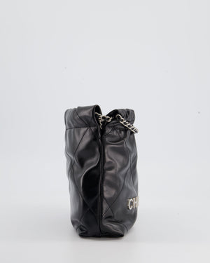 *HOT* Chanel Mini 22 Bag in Black Shiny Calfskin with Silver Hardware