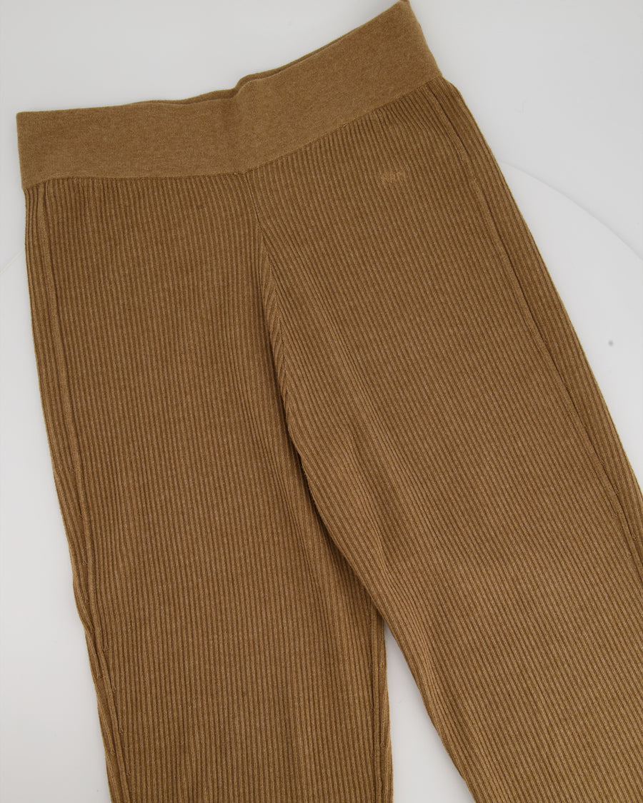 Frame Camel High-Rise Relaxed-Fit Knit Trousers Size L (UK 12)