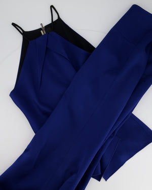 Roland Mouret Electric Blue Gown Long Dress with Vest Zip Top Size UK 8