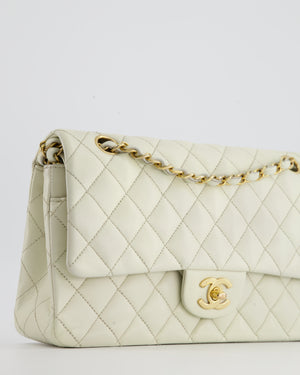 Chanel Vintage Cream Medium Classic Flap Bag in Lambskin Leather with 24K Gold Hardware