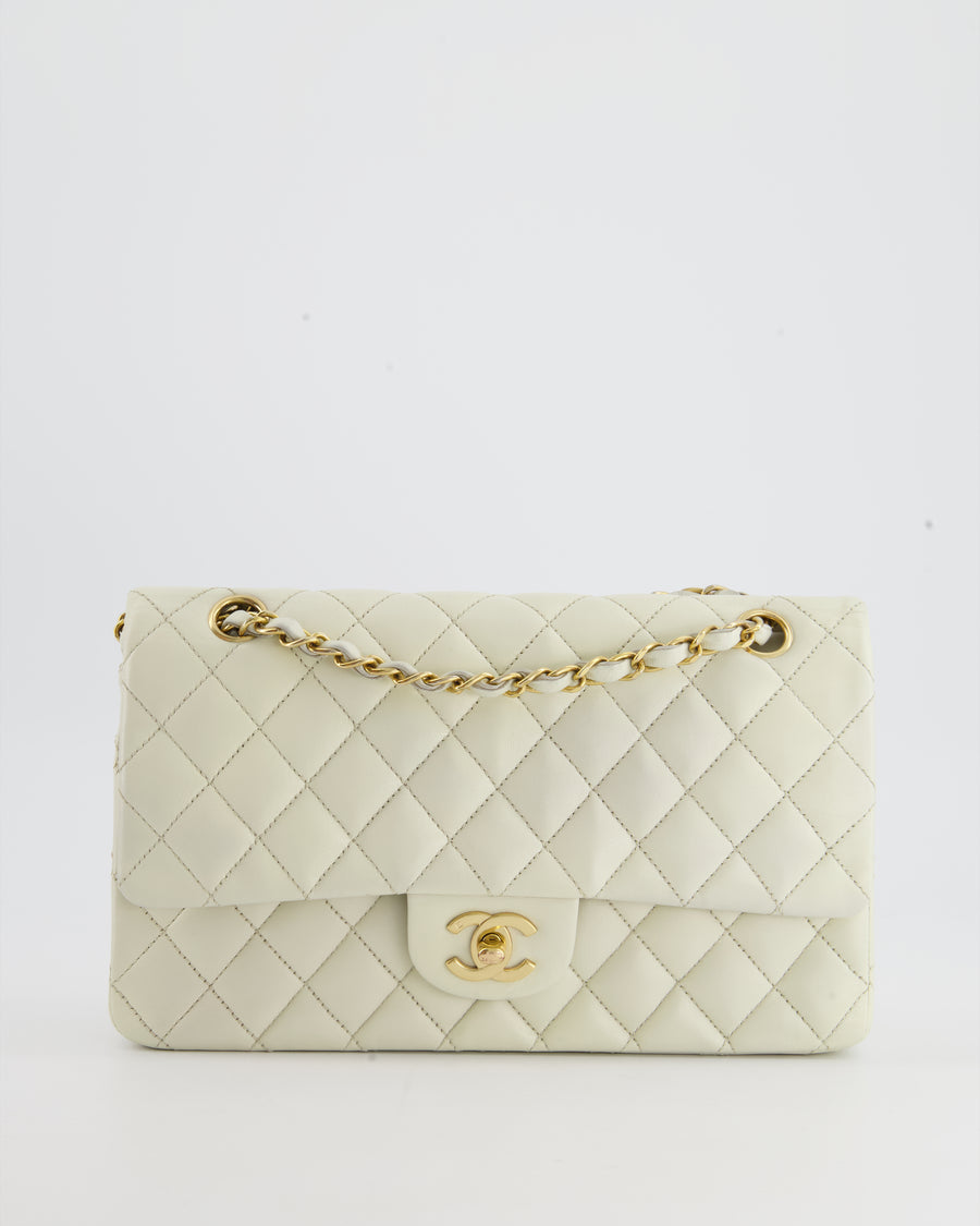 Chanel Vintage Cream Medium Classic Flap Bag in Lambskin Leather