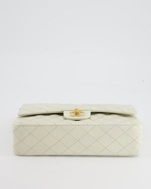 Chanel Vintage Cream Medium Classic Flap Bag in Lambskin Leather with 24K Gold Hardware