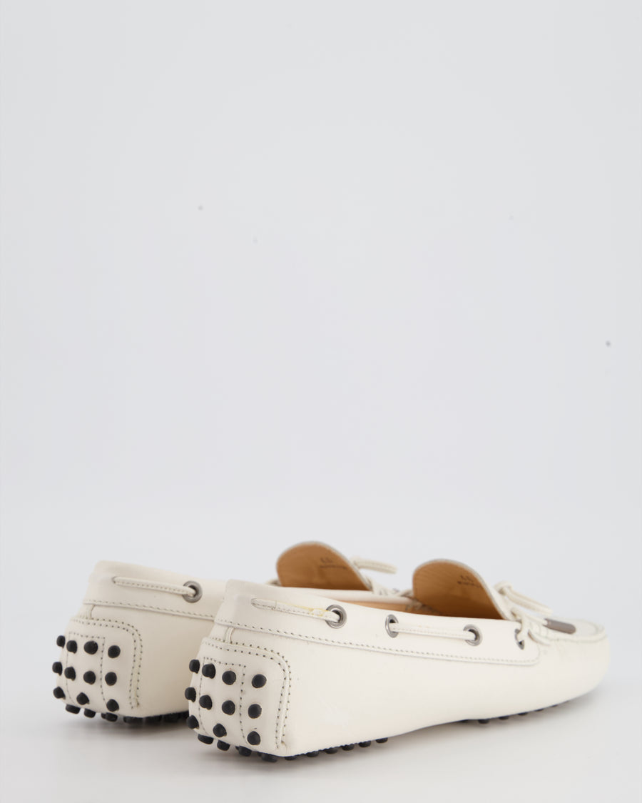 Tod's White Gommino Moccasins with Tie Detailing EU 40