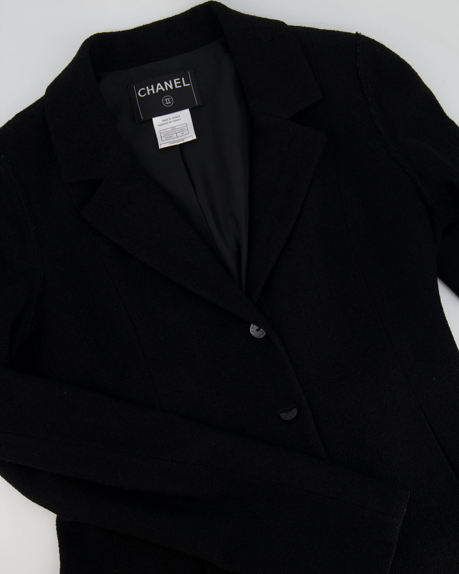 Chanel Black Wool Jacket with Button Details Size FR 42 (UK 14)