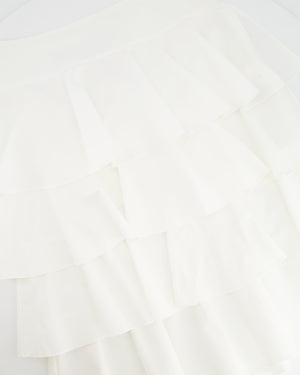 Fendi White Ruffle Midi Skirt Size IT 38 (UK 6)