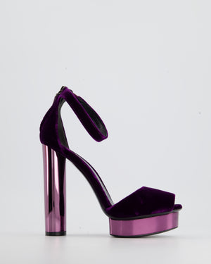 Tom Ford Purple Velvet Platform Strappy Heels Size EU 38.5