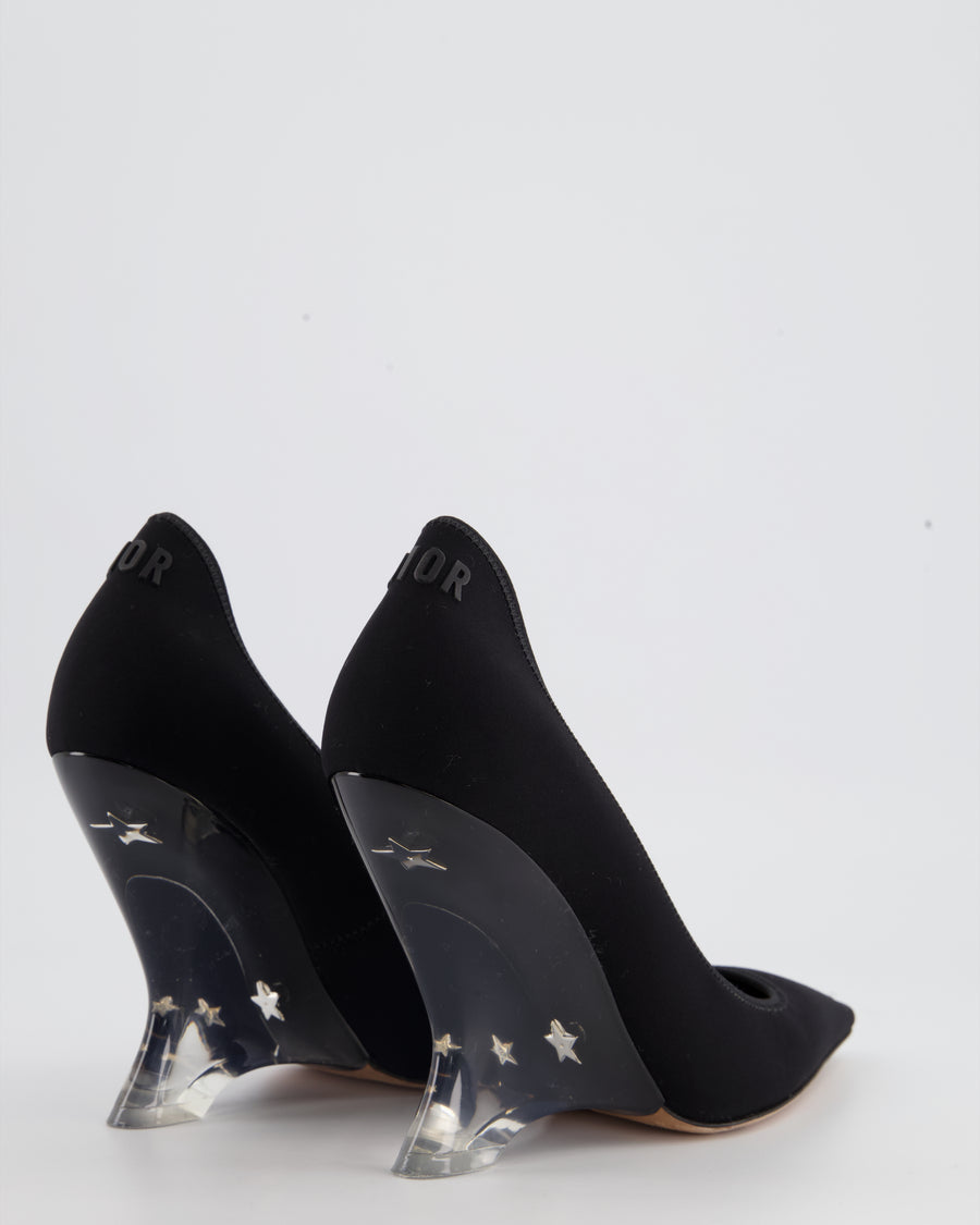 Christian Dior Black Neoprene with Perspex Wedged Ballet Pumps Size EU 39