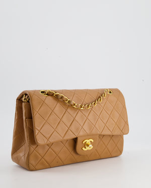 Chanel Vintage Caramel Medium Double Flap Bag in Lambskin with 24K Gold Hardware