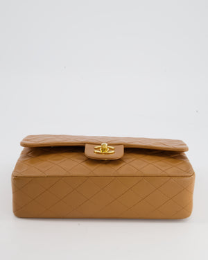 Chanel Vintage Caramel Medium Double Flap Bag in Lambskin with 24K Gold Hardware