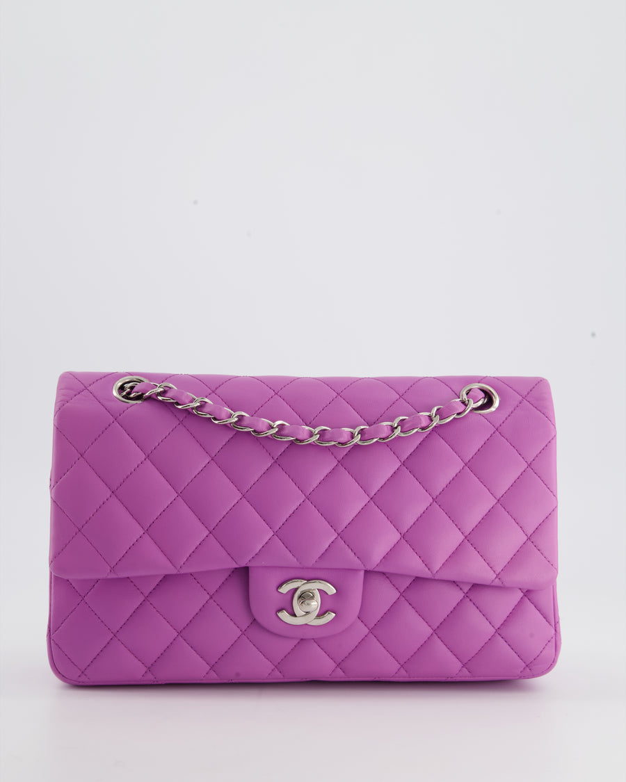 Chanel Grape Medium Classic Double Flap Bag in Lambskin Leather with S –  Sellier