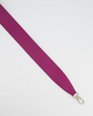 Loro Piana Pink and Purple Bag Strap in Grained Leather with Silver Hardware
