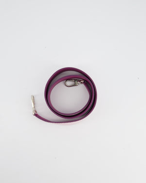 Loro Piana Pink and Purple Bag Strap in Grained Leather with Silver Hardware