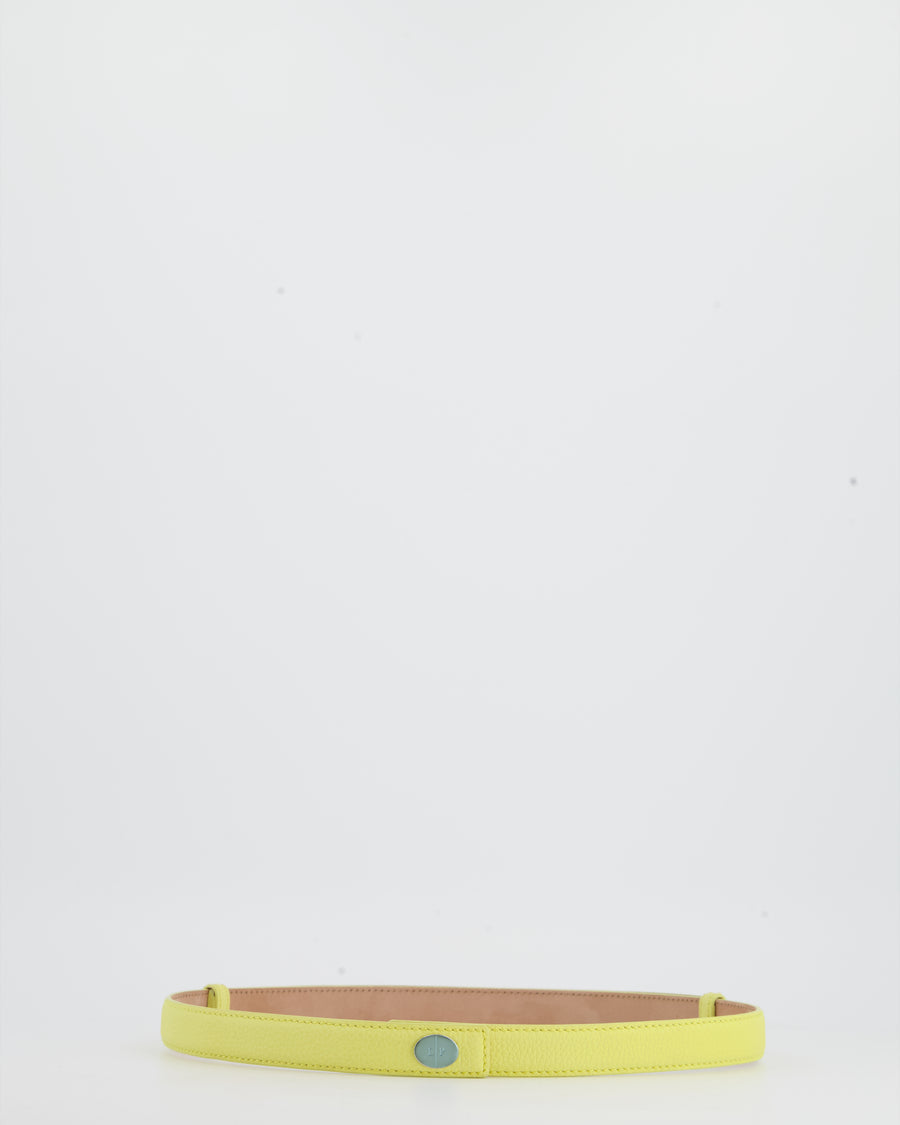Loro Piana Yellow Grained Leather Adjustable Belt with Silver Hardware