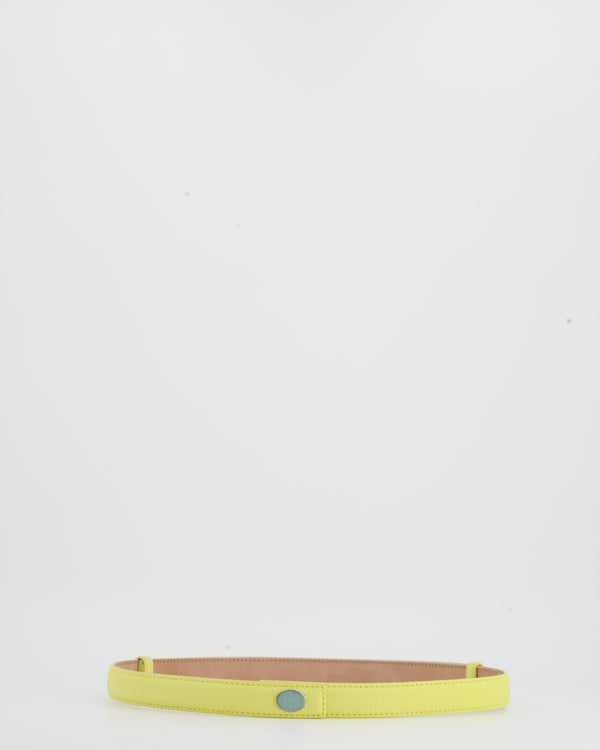Loro Piana Yellow Grained Leather Adjustable Belt with Silver Hardware