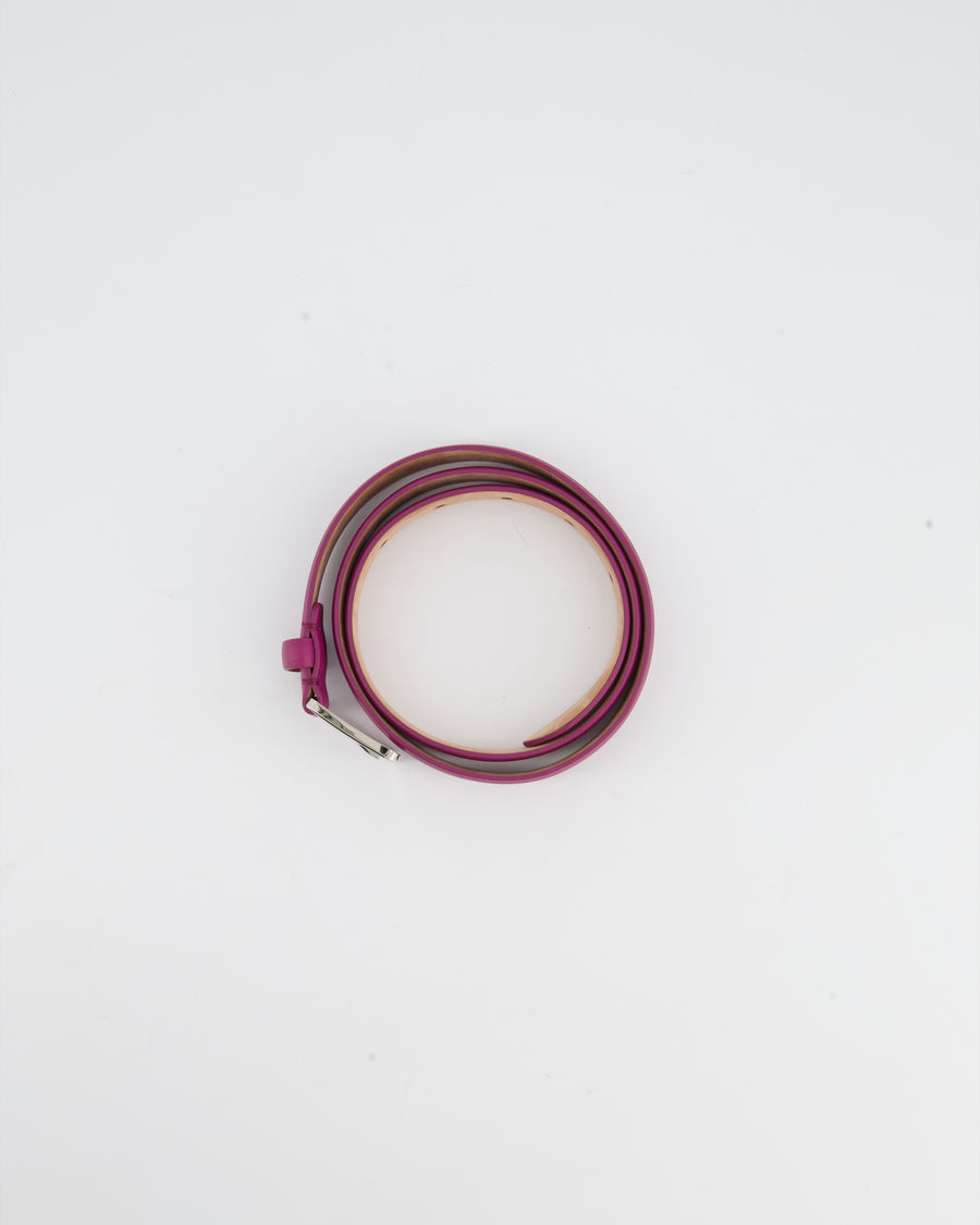 Loro Piana Fuchsia Leather Belt with Silver Hardware Size