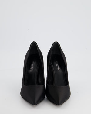Louis Vuitton Black Satin Pointed Toe Heels with Crystal Heel Detail Size 37
