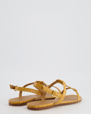 Loro Piana Yellow Croc Embossed Sandals Size EU 37.5